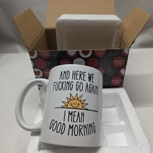 White Ceramic Mug with Sun Design